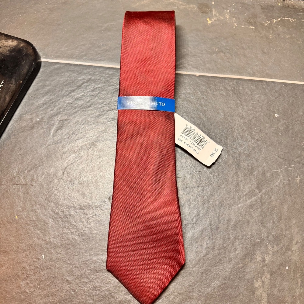 NWT Vince Camuto Men's Silk Blend Burgundy Textured Necktie Formal Business